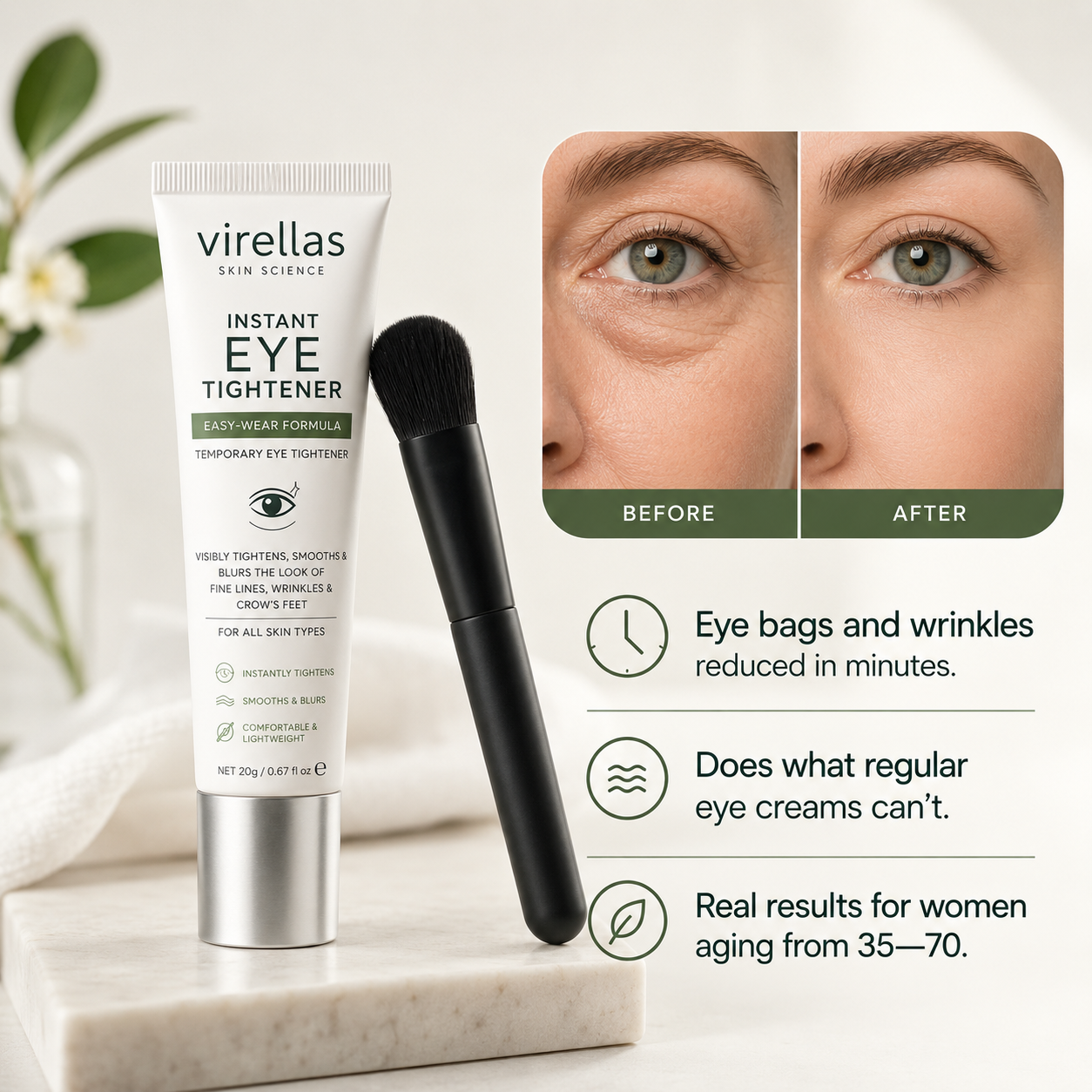 𝐕𝐢𝐫𝐞𝐥𝐥𝐚𝐬™ 𝐈𝐧𝐬𝐭𝐚𝐧𝐭 𝐄𝐲𝐞 𝐓𝐢𝐠𝐡𝐭𝐞𝐧𝐞𝐫 | Smooth & Firm Under Eyes