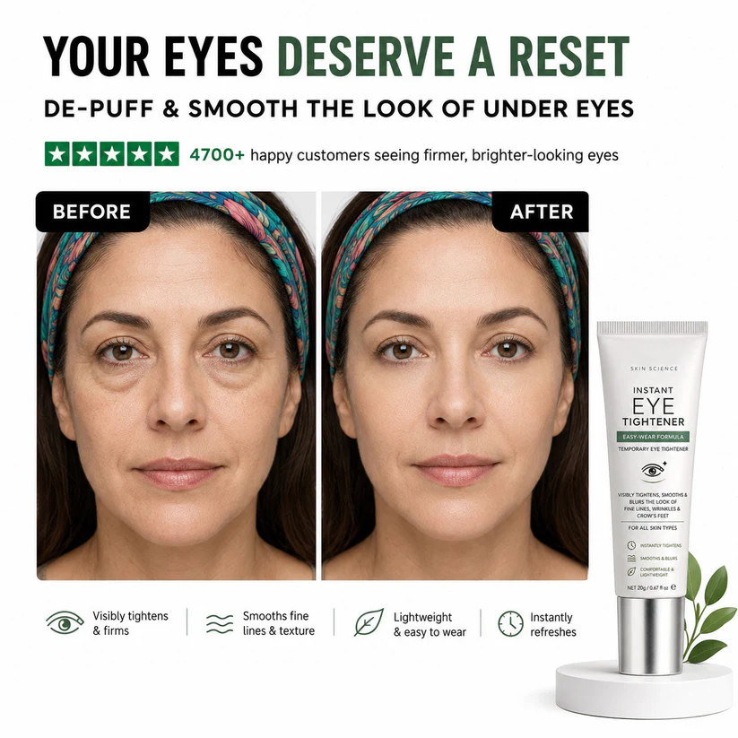 Before and after appearance of under-eye area