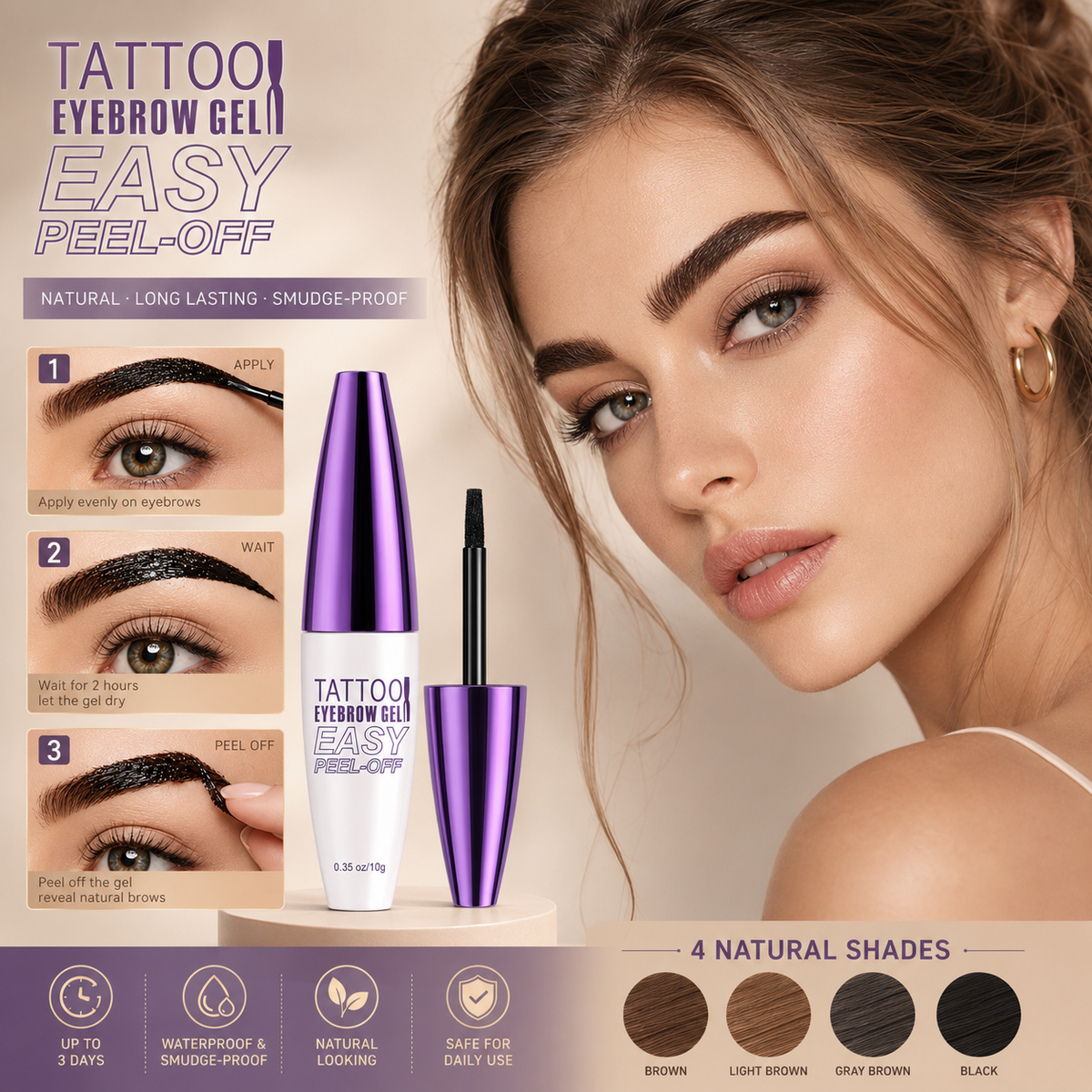 European model showing naturally defined eyebrows