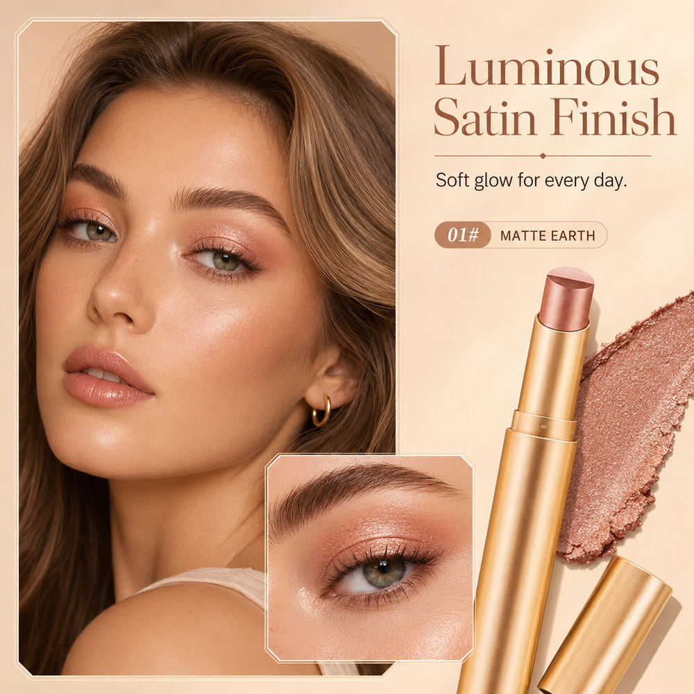 Luminous satin eye look with the Matte Earth shade
