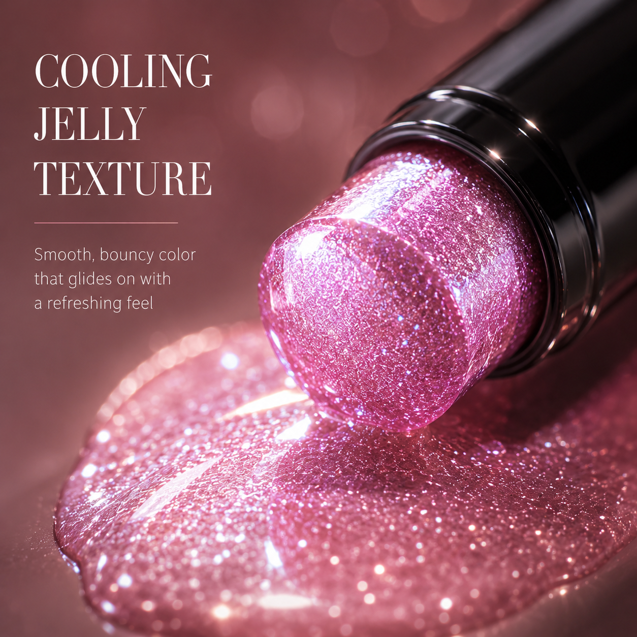 Macro view of the sparkling jelly eyeshadow texture