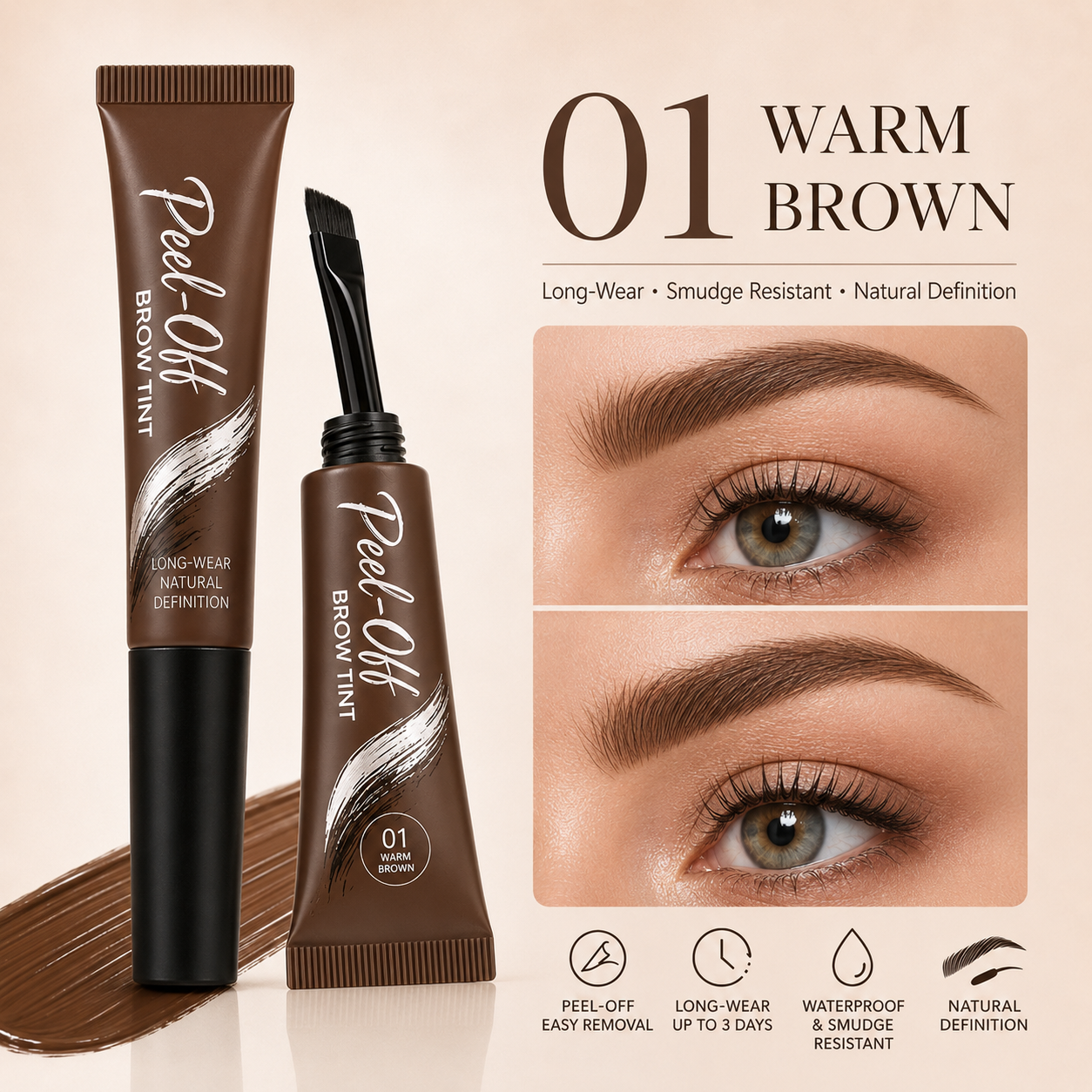 Buy 1 Get 1 FREE! 🔥5-Color Tear-Off Brow Tint – Waterproof
