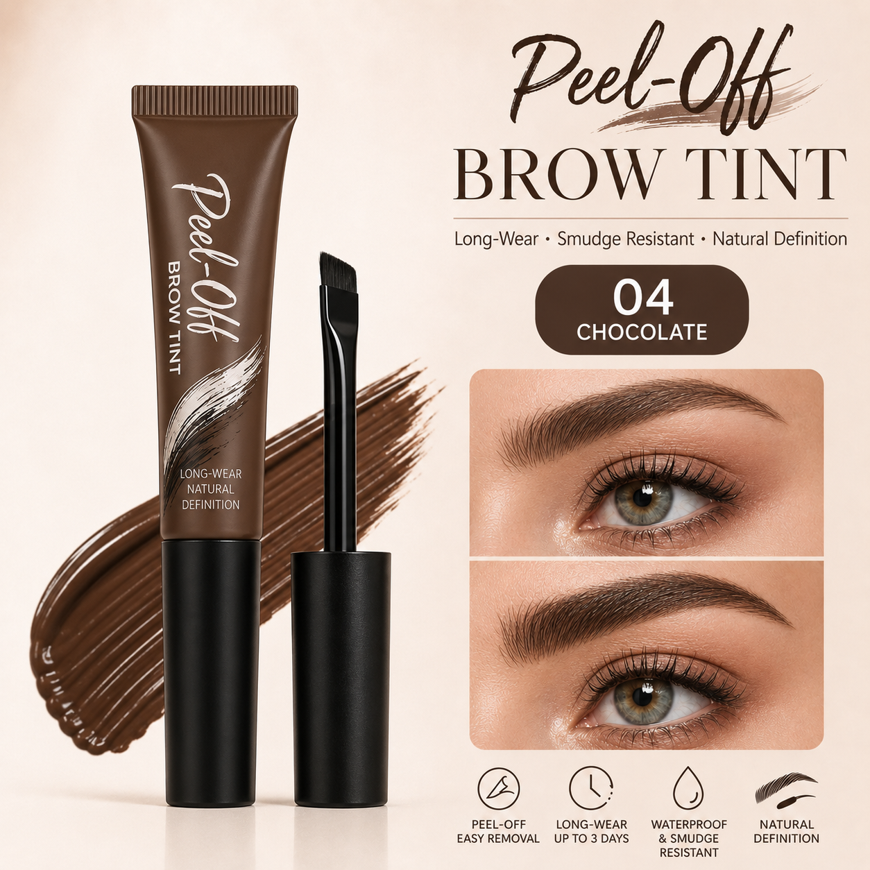 Buy 1 Get 1 FREE! 🔥5-Color Tear-Off Brow Tint – Waterproof