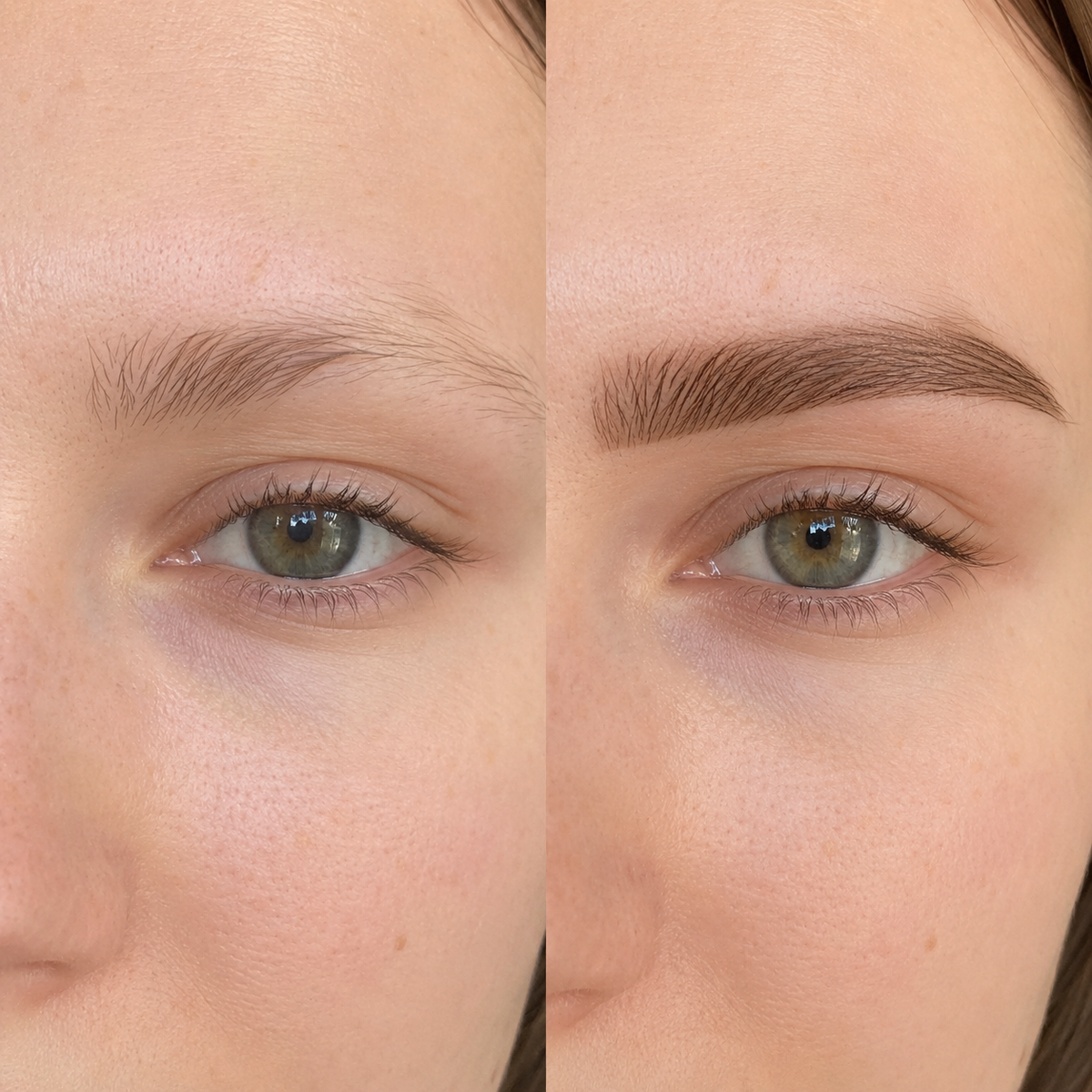 Close-up eyebrow before and after result