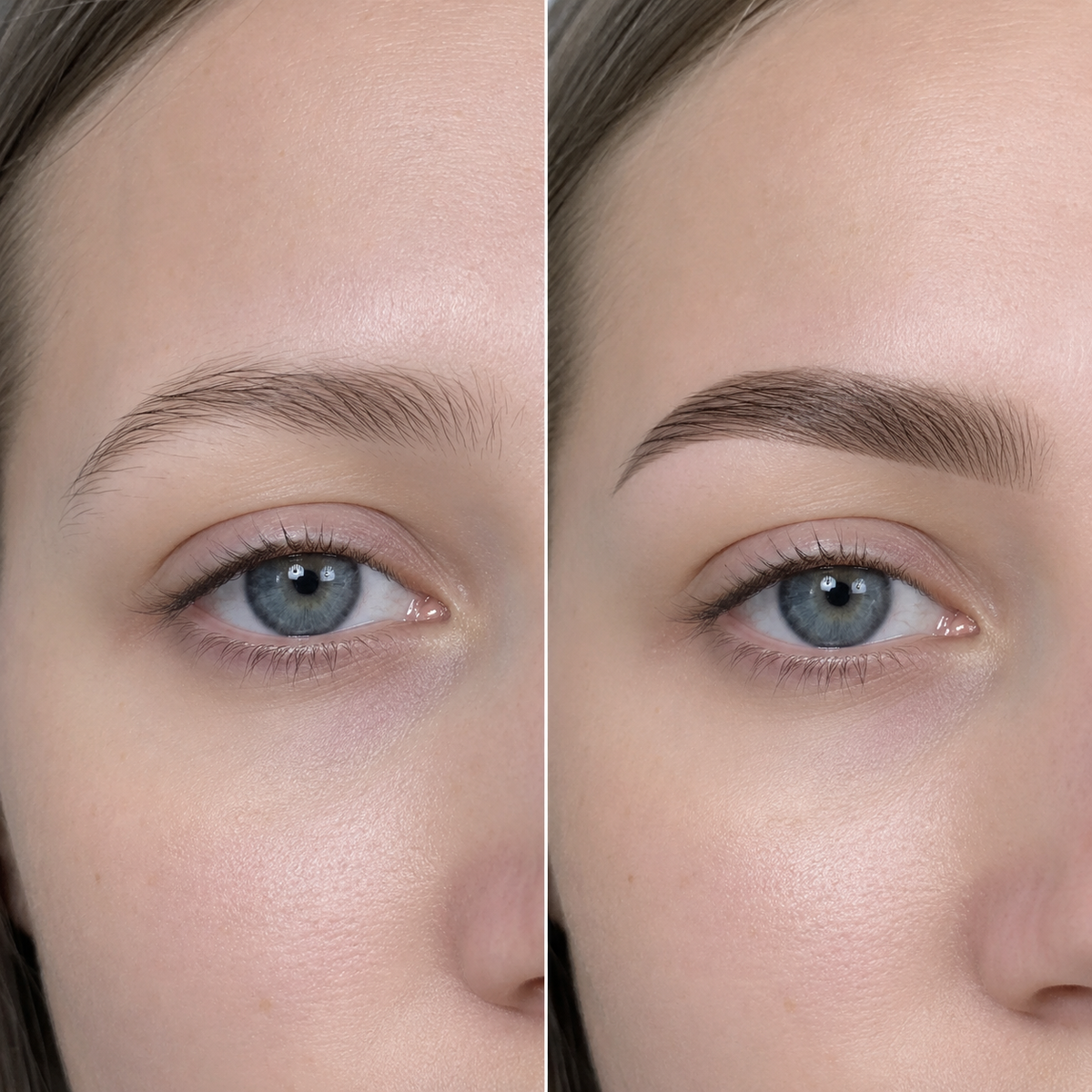 Taupe eyebrow before and after
