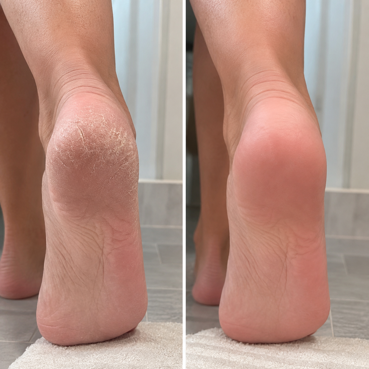 Dry heel before and after exfoliating care